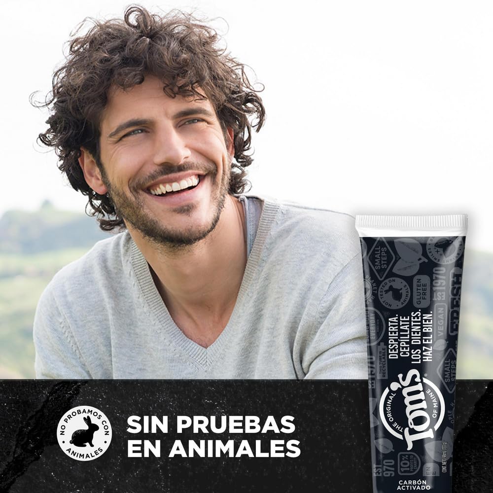 Tom´s Of Maine Pasta Dental con Flúor Blanqueadora Carbón Activado 4 pack | Dientes Blancos sin Dañar el Esmalte y con Ingredientes Naturales