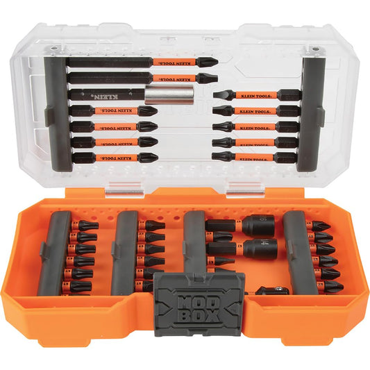 Klein Tools 33801 Juego de brocas de impacto con destornilladores de tuercas magnéticas, ProFlex S2 Steel Phillips, ranuradas, cuadradas, brocas TORX con funda, compatible con MODBox, 40 piezas