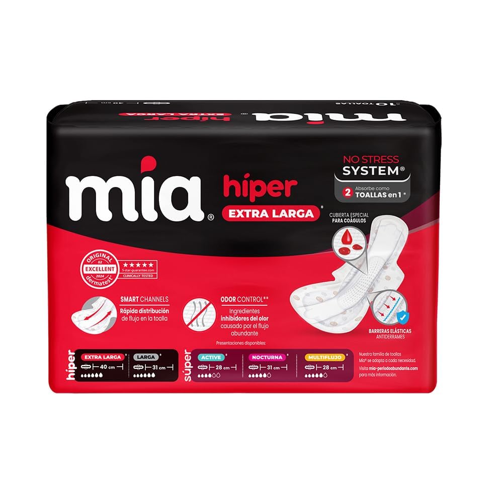 Mia Hiper Larga Toalla Femenina 120 Toallas 12/10, 120 unidad, 12