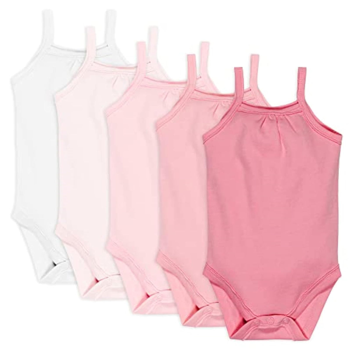 HonestBaby Paquete de 5 Bodies Cami sin Mangas, 100% Algodón Orgánico - Prematuro - Rosado ombre