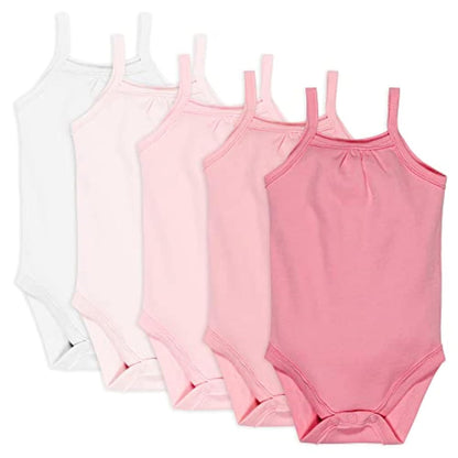 HonestBaby Paquete de 5 Bodies Cami sin Mangas, 100% Algodón Orgánico - Prematuro - Rosado ombre