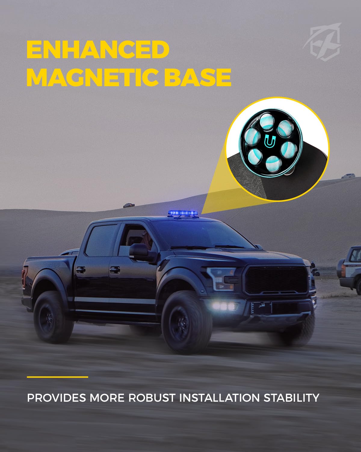 Xprite - Luces LED azules para techo, luz estroboscópica, base magnética, advertencia de peligro, tráfico, precaución, barra de luz policial, 38 modos de parpadeo, controlador, para camiones, bomberos