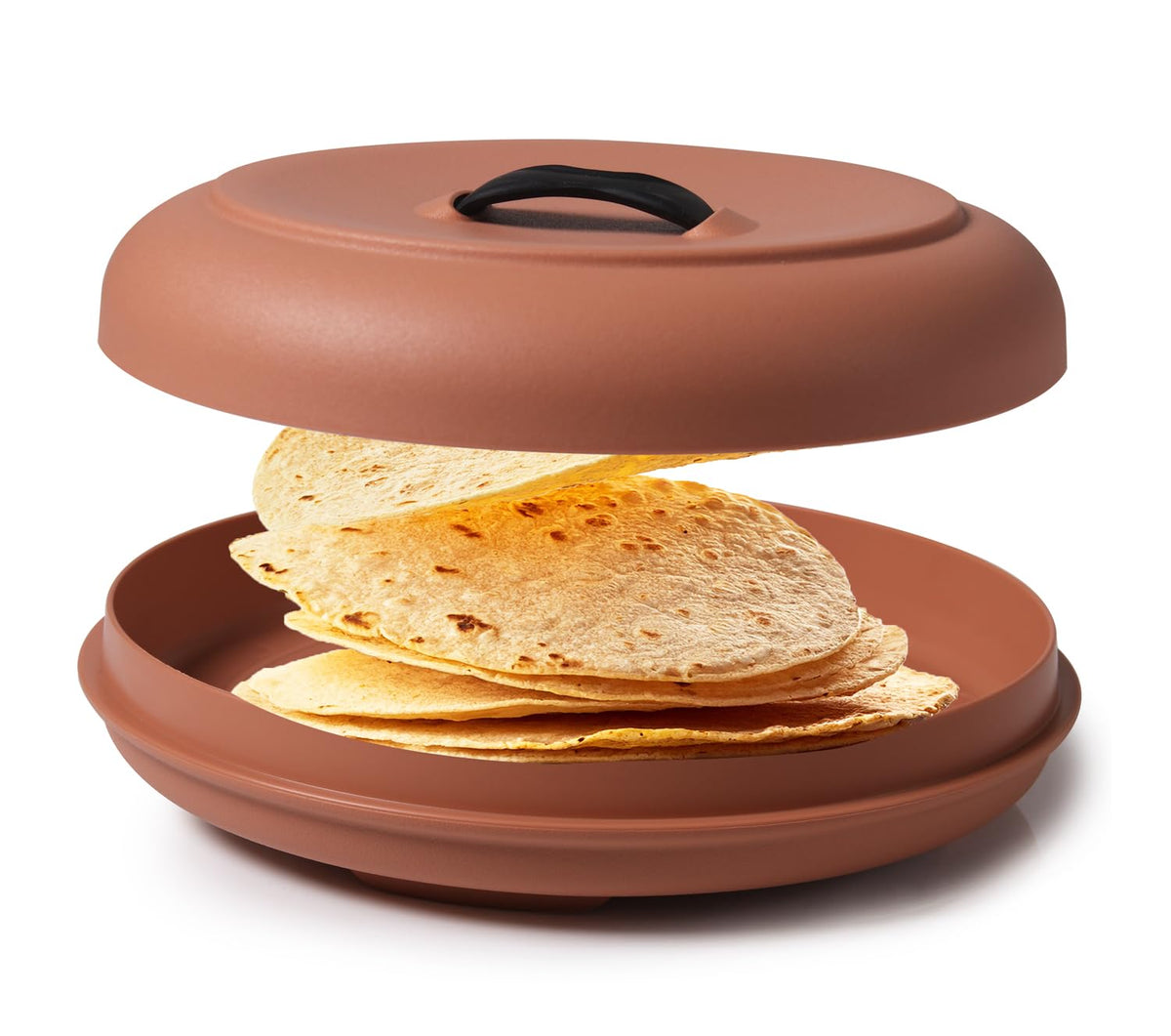 Dexas - Calentador de omelette de 8.75 pulgadas, calentador de omelette para microondas, color Terra Cotta, perfecto para calentar tortillas, pan, panqueques, pan de maíz, calentadores de alimentos,