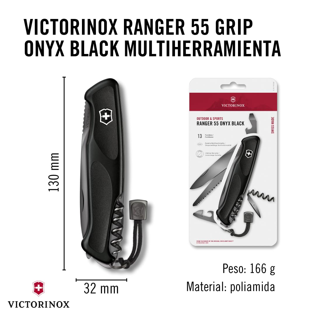Victorinox Ranger Grip 55 Onyx Black, 12 Usos