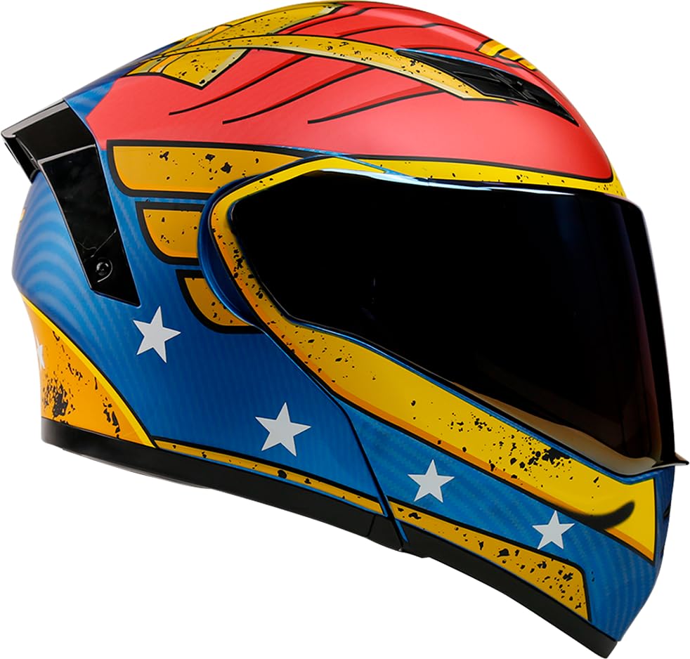 KOV Casco Mujer Maravilla Estelar ABATIBLE para Moto DC Comics Certificado