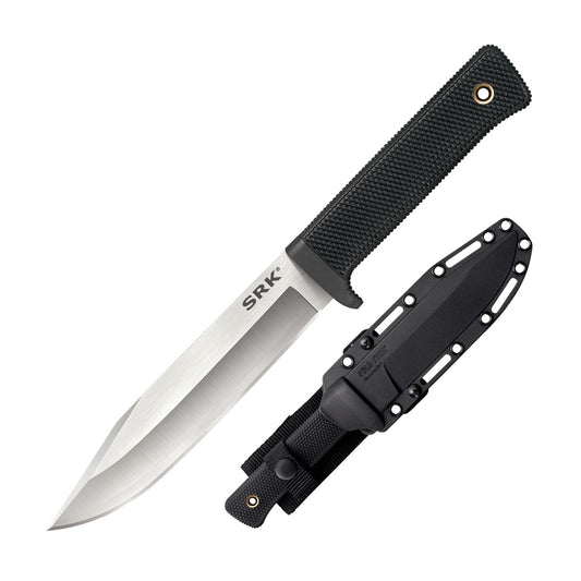 Cold Steel SRK Survival Rescue Cuchillo de hoja fija con funda Secure-Ex – Cuchillo estándar de los sellos de la marina, ideal para aplicaciones tácticas, al aire última intervensión, caza y supervivencia