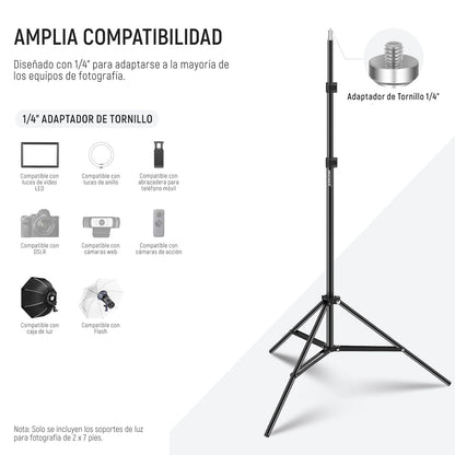 NEEWER Soporte de Luz Fotografica, 7Pies/210cm Aleacion de Aluminio (2 Uds) | Foto Estudio Tripode Stands, para Video, Portrait, Fotografia Iluminacion, para Reflectors, Suave Boxes, Umbrellas