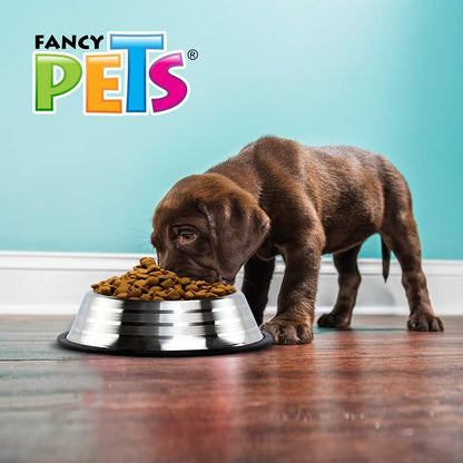 Fancy Pets Plato Estriado de Acero Inoxidable para Perro, 96 Onzas o 2.7 Kilogramos con Antiderapante