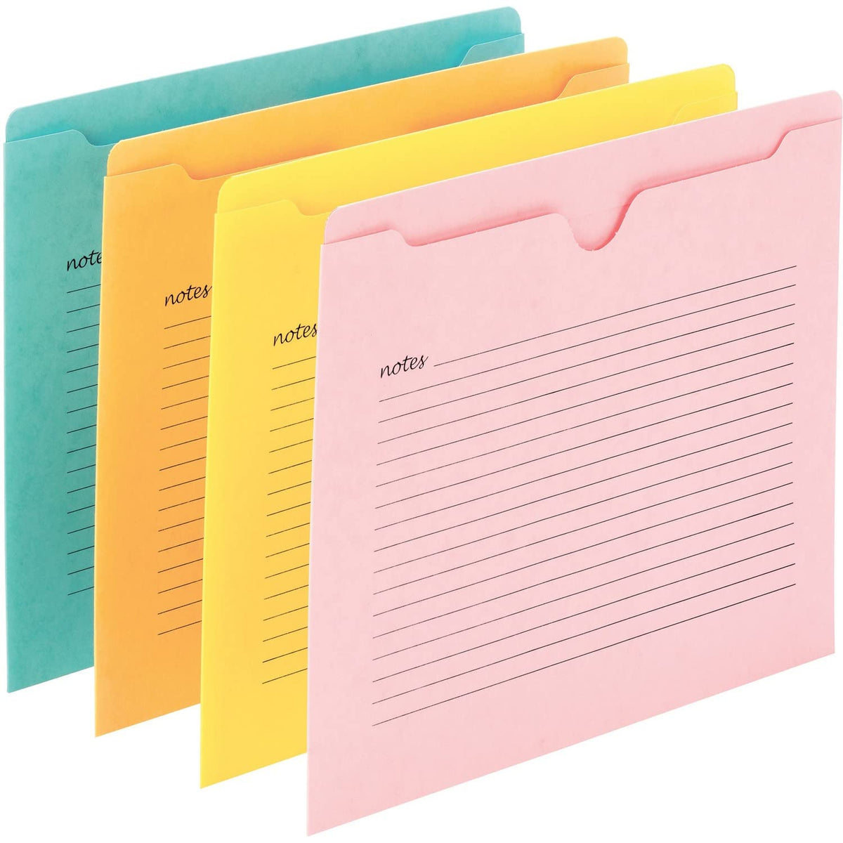 Smead Chaqueta de archivo de notas, tamaño carta, pestaña de corte recto, plana, sin expansión, colores surtidos, 12 por paquete (75616)