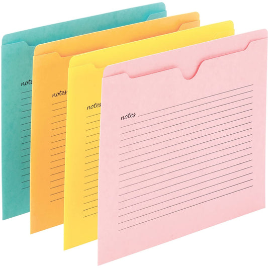 Smead Chaqueta de archivo de notas, tamaño carta, pestaña de corte recto, plana, sin expansión, colores surtidos, 12 por paquete (75616)