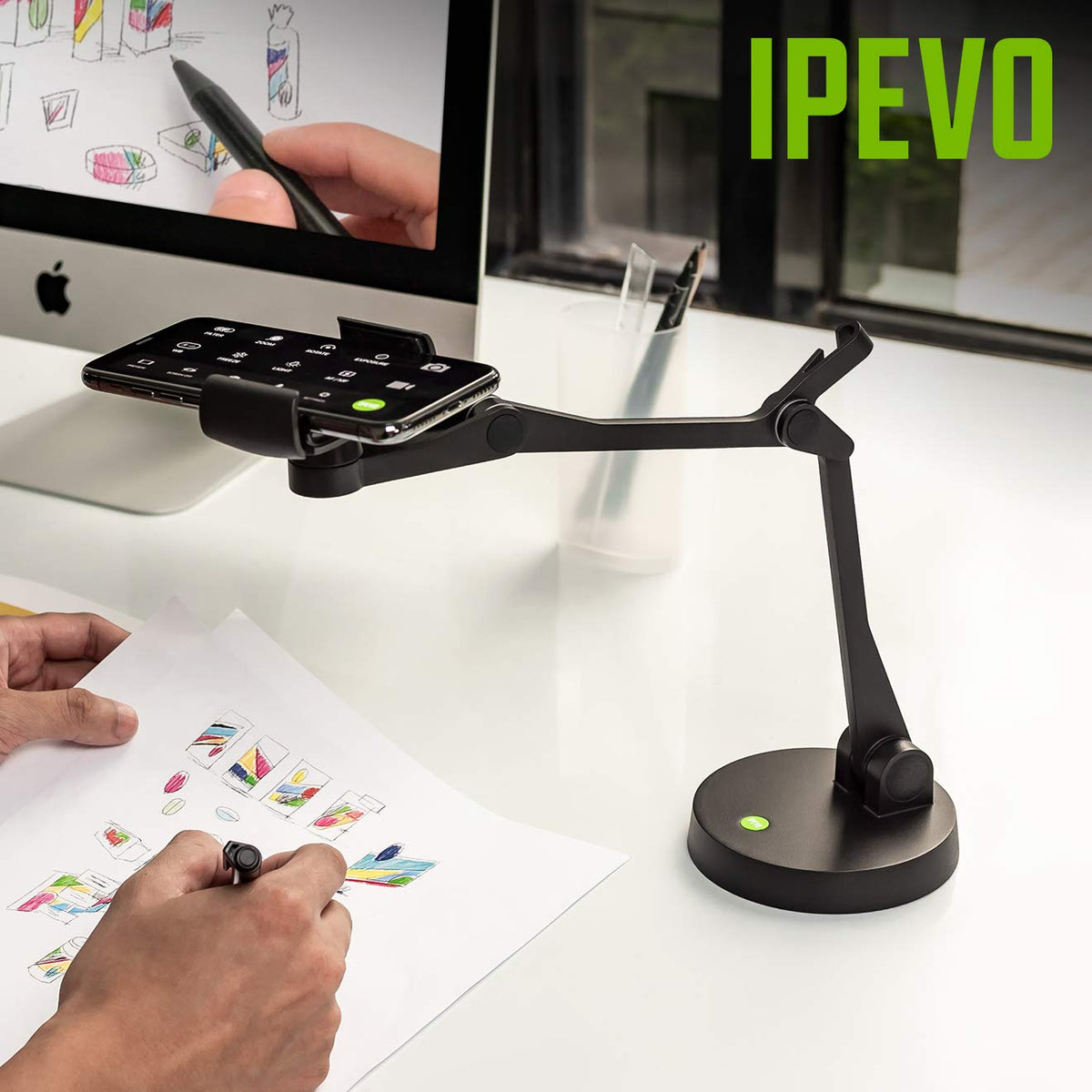 IPEVO Uplift Brazo Multiarticulado para Smartphones, Soporte para Comunicación Visual y Presentaciones