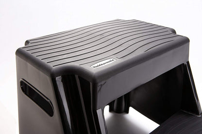 Rubbermaid RM-P2 2-Step Molded Plastic Stool with Non-Slip Step Treads, 300-Pound Capacity, Black Finish
