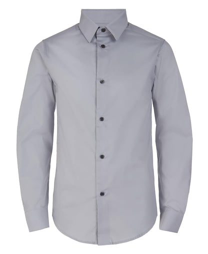 Calvin Klein Camisa de Vestir Manga Larga Ajustada para Niño - Metal plateado - 16