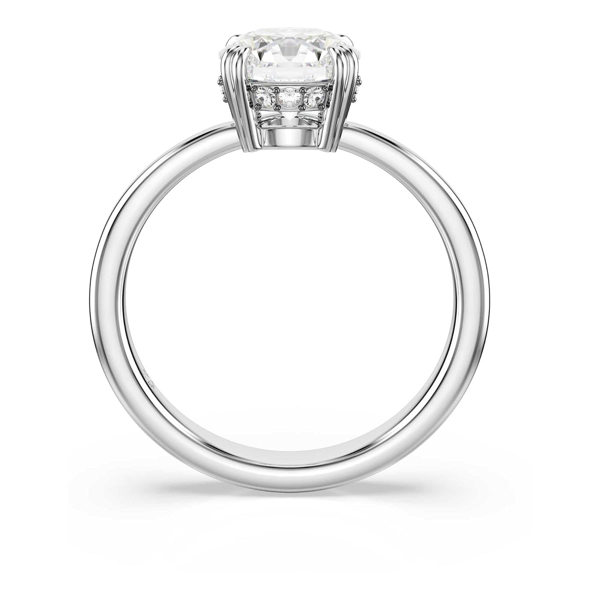 Swarovski Stilla Kollektion Cocktailring, Rundschliff, Weiß, Silberfarbenes Finish