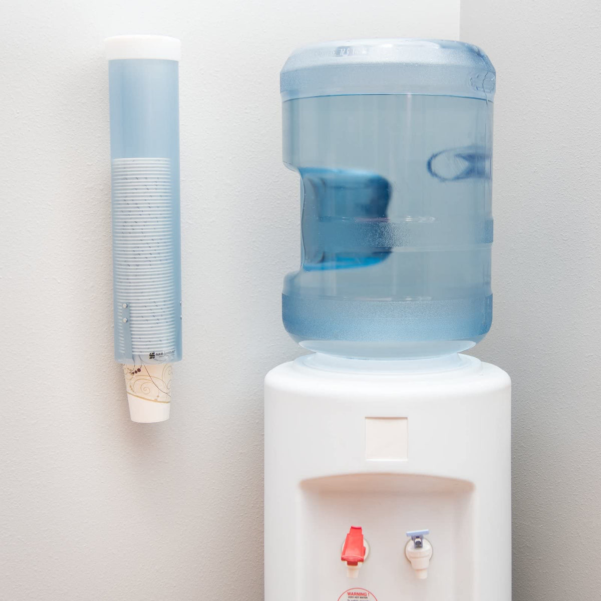 San Jamar C3165 Medium Pull Type Water Cup Dispenser, Fits 4oz to 10oz Cone and Flat Cup Size, 2-1/4" to 3-1/4" Rim, 16" Tube Length, Frosted Blue