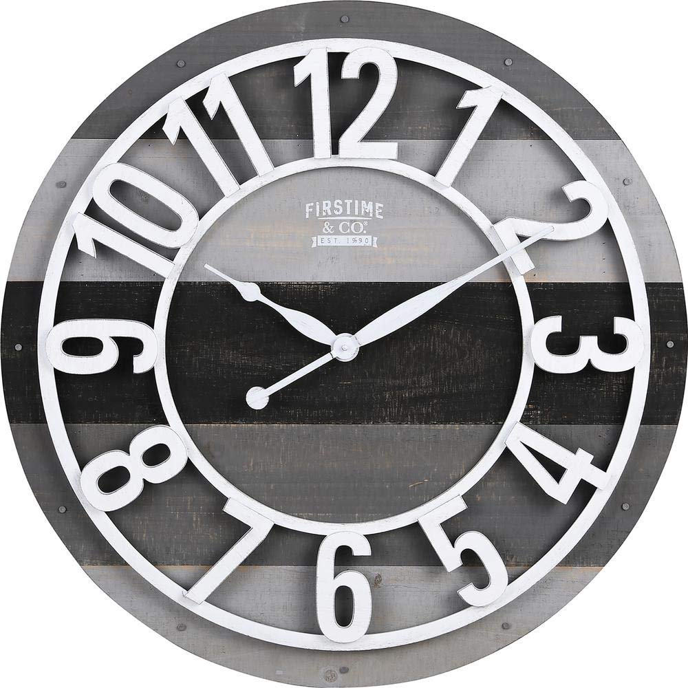FirsTime & Co. Reloj de Pared Tablones Verde Azulado, 27 in - blanco (Aged White)