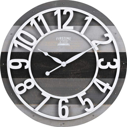 FirsTime & Co. Reloj de Pared Tablones Verde Azulado, 27 in - blanco (Aged White)