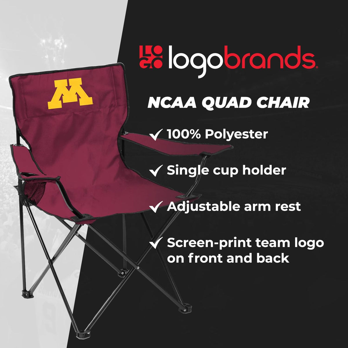 logobrands NCAA Tennessee Volunteers Silla cuádruple, Unisex para Adultos con un Soporte para Tazas, Color del Equipo, Talla única