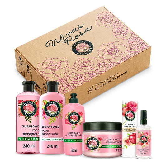 Herbal Essences Kit Exclusivo VIBRAS ROSA Rosa Mosqueta