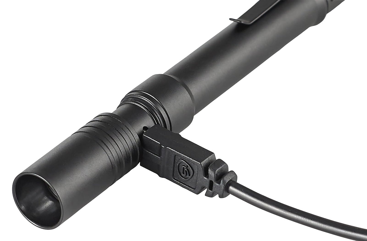 Streamlight 66134 Stylus Pro 350-Lúmenes Recargable USB LED Linterna de Bolígrafo con Cable USB y Funda de Nylon, Negra