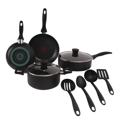 T-fal Batería de Cocina Family Cook Antiadherente Gris - 10 piezas
