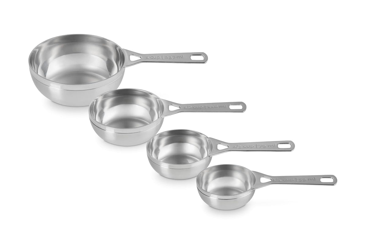 Le Creuset Juego de 4 tazas medidoras de acero inoxidable | El juego incluye: 1/4, 1/3, 1/2 y 1 taza