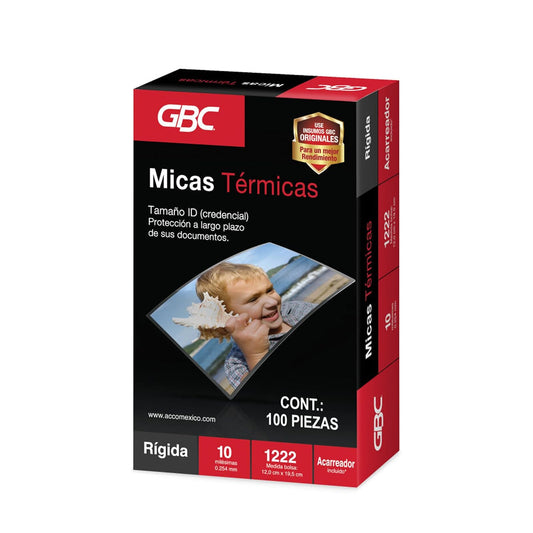 GBC Mica Térmica 12 x 19.5 cm, 10 milésimas, Caja con 100. 3740224