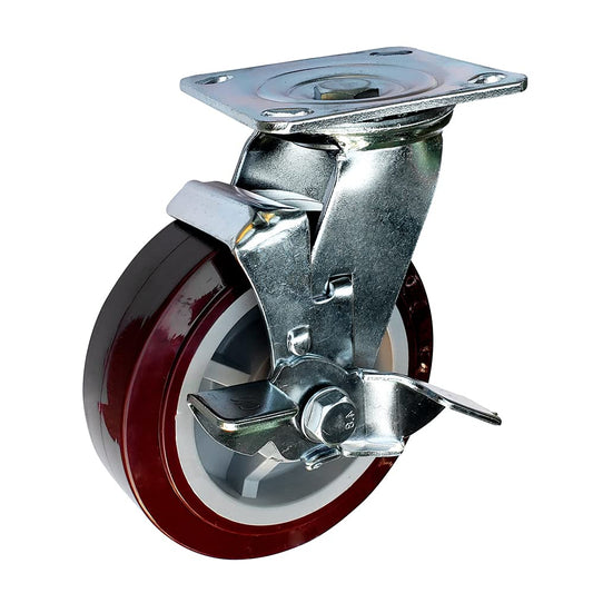 Surtek Rodaja de PU marrón giratoria con freno 6"
