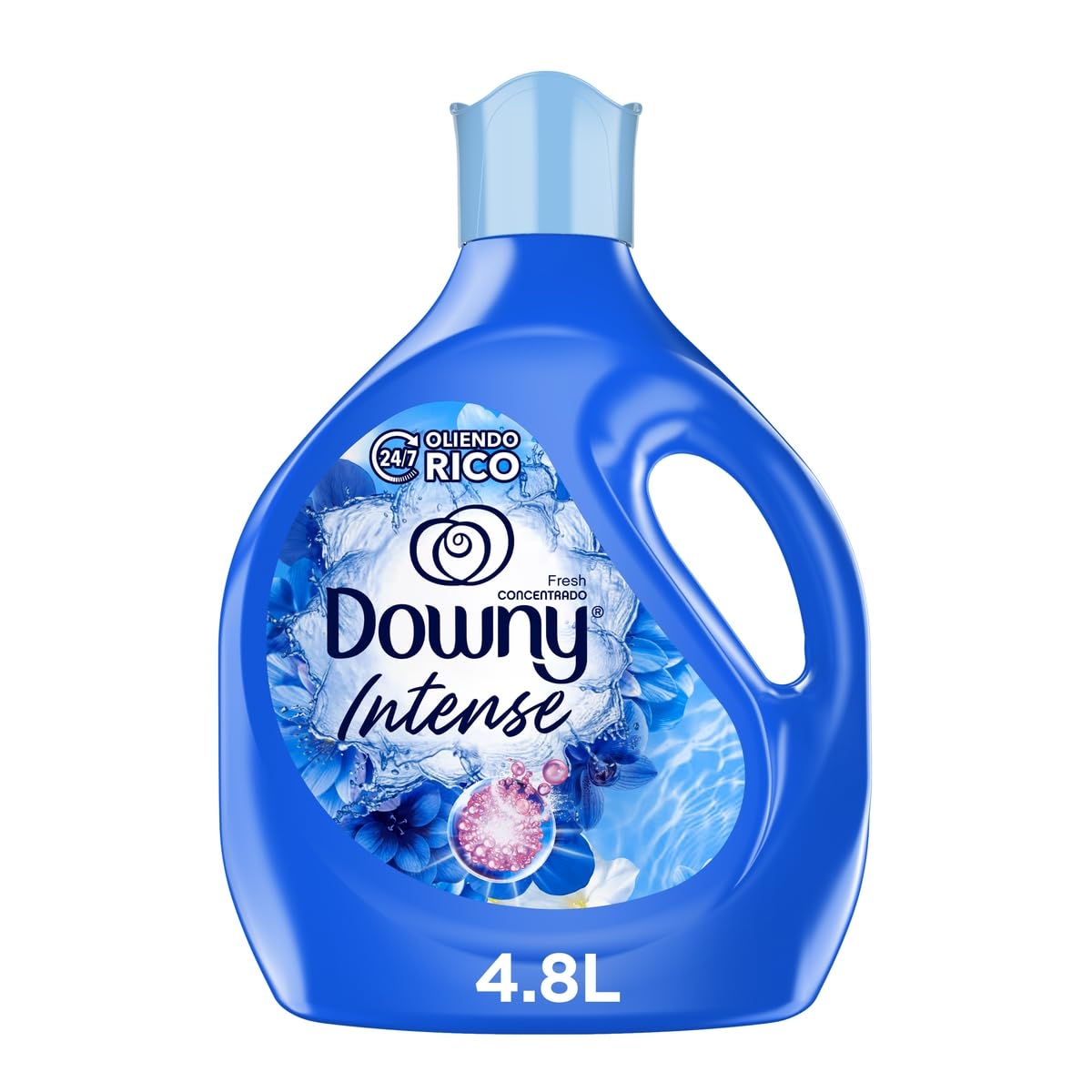 Downy Intense Fresh Suavizante de Ropa, Aroma con Notas Frescas, 24/7 Oliendo Rico, 4.8L, Perfume Fresco que Rinde el Doble