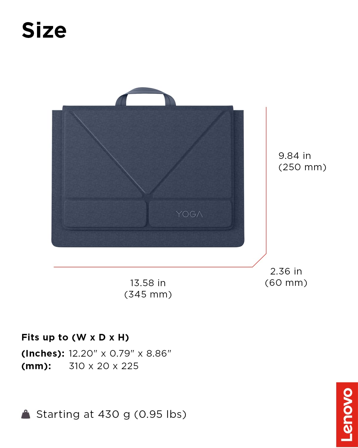 Lenovo Yoga - Funda para portátiles con visualización de 14 Pulgadas, Organizador de múltiples Compartimentos con Soporte Convertible, Funda Protectora Ligera de poliéster y Microfibra, Azul cósmico