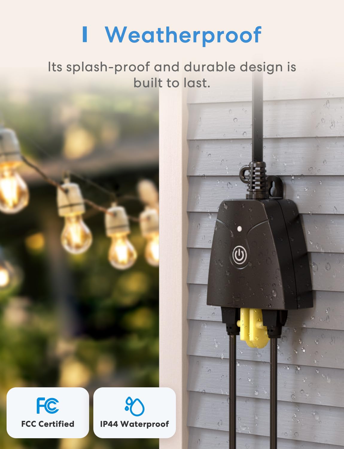 meross Outdoor Smart Plug Compatible with Apple HomeKit, Siri, Alexa, Google Assistant and SmartThings, Waterproof WiFi Outdoor Outlet, Remote & Voice Control, Timer, FCC and ETL Certified