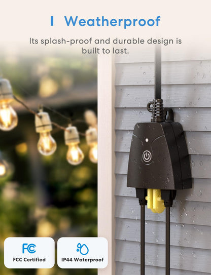 meross Outdoor Smart Plug Compatible with Apple HomeKit, Siri, Alexa, Google Assistant and SmartThings, Waterproof WiFi Outdoor Outlet, Remote & Voice Control, Timer, FCC and ETL Certified