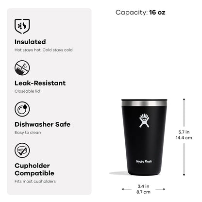 Vaso de 16 oz con tapa a presión de abedul
