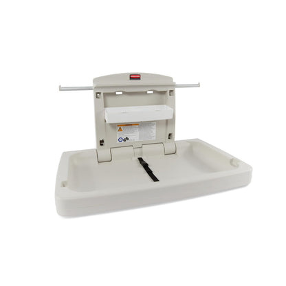 Rubbermaid Commercial Products – Cambiador para Bebé Horizontal con Protección Antimicrobiana, Estación de Polipropileno Plegable para Baños Públicos, Beige FG781888LPLAT