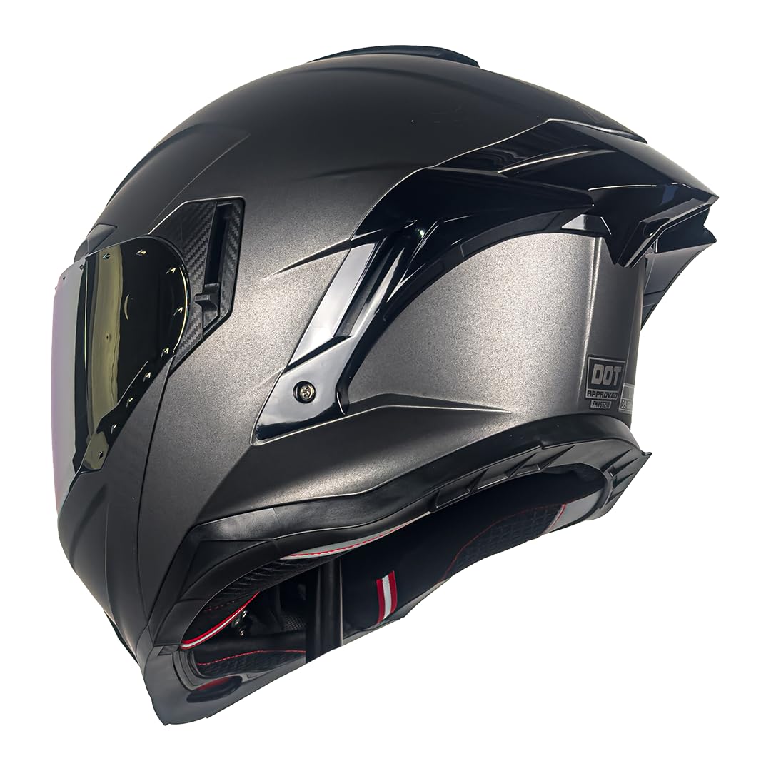 KOV Casco Apolo Gris Mate para Moto ABATIBLE Certificado Dot