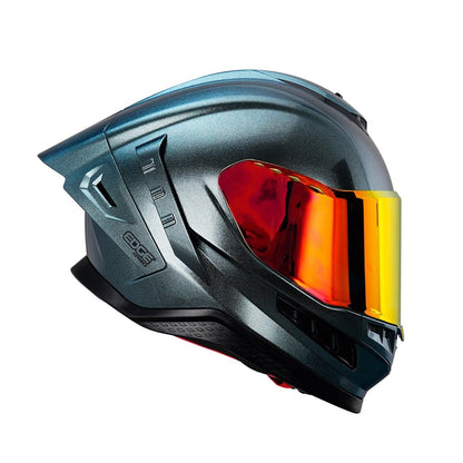 Casco para Moto Integral - Casco Motocicleta Marca Edge - Visor Doble ANTIVAHO - Cascos para Motos Certificados Dot Moto - Accesorios para Moto Motocross Motocicleta - XL - SILVER SHINY