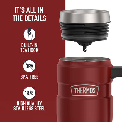 THERMOS Stainless King Taza de viaje aislada al aspiradora, 16 onzas, rojo rústico