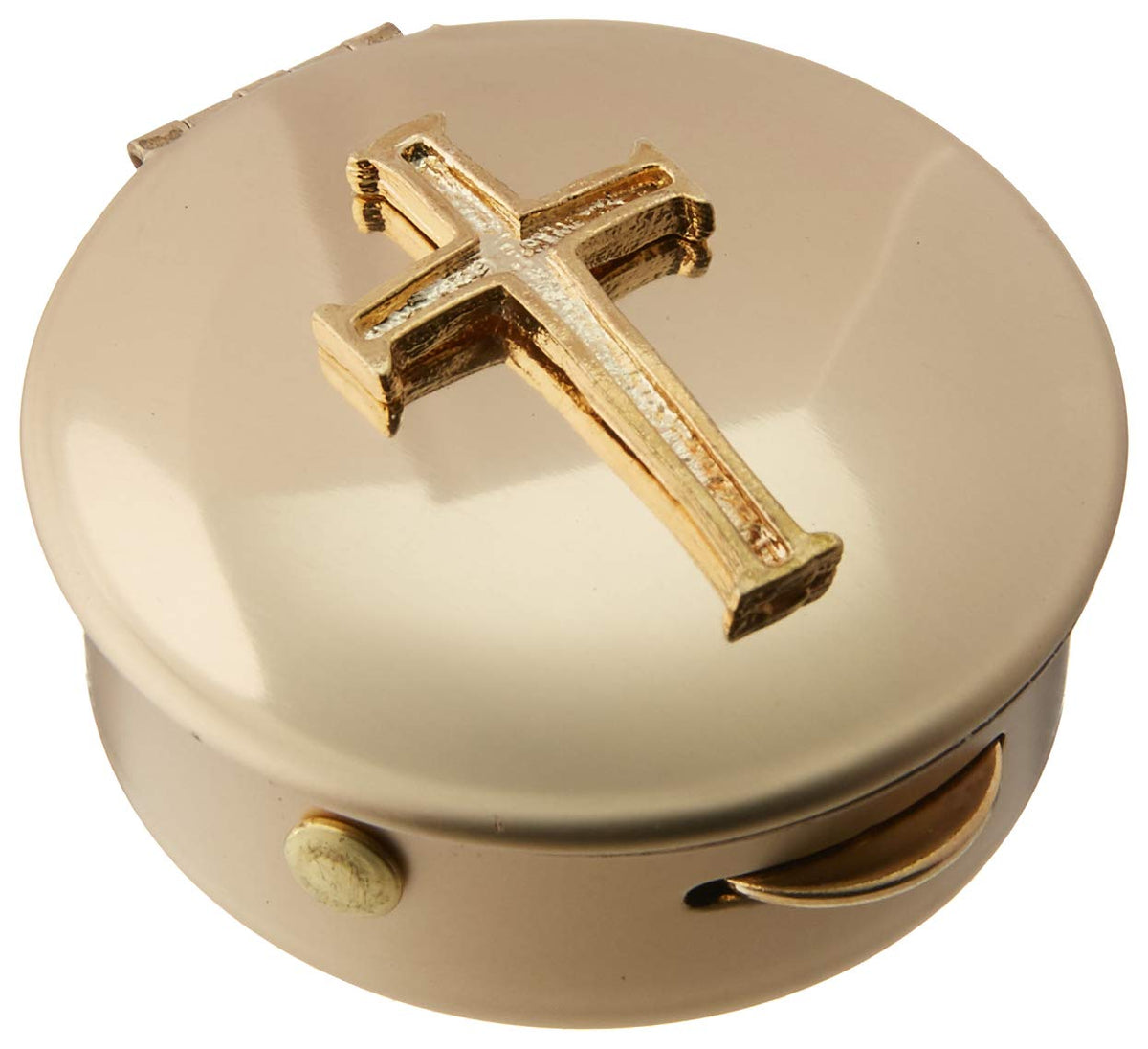 Cathedral Art Metal (regalo Abbey & CA) latón pulido PYX con caja de cruz, píldora/recuerdo, 1.5 x 1.5 pulgadas x 5