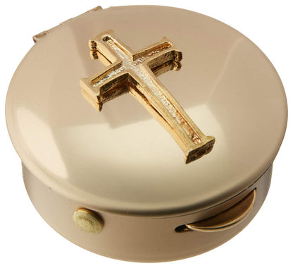 Cathedral Art Metal (regalo Abbey & CA) latón pulido PYX con caja de cruz, píldora/recuerdo, 1.5 x 1.5 pulgadas x 5