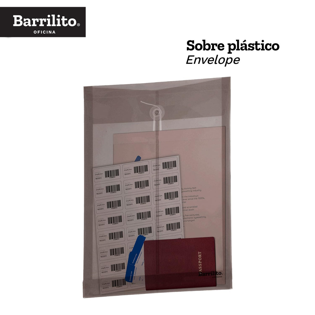 Barrilito Sobre Plástico c/Hilo Oficio Vertical. Humo.24 pzas. 8281SOVH