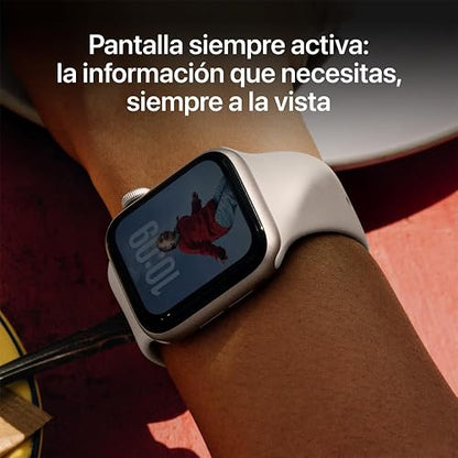 Apple Watch SE 3 GPS Caja de Aluminio Blanco Estelar de 40 mm y Correa Deportiva Blanco Estelar M/L (Smartwatch). Registro de Entrenamientos, Seguimiento del sueño, monitoreo de frecuencia Cardiaca