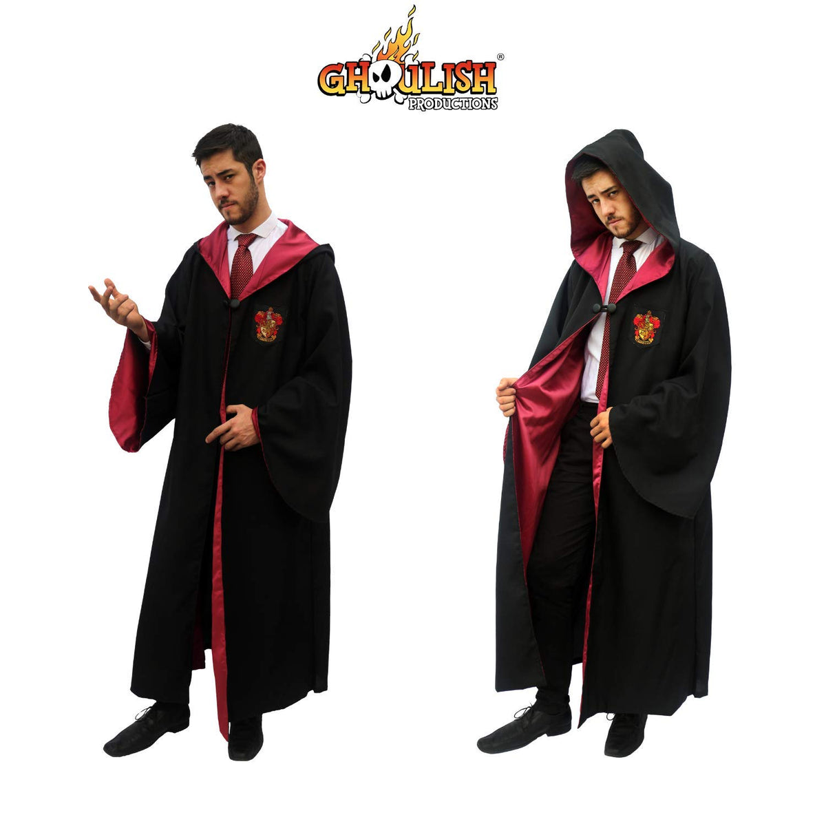 Capa Original de Harry Potter de Gryffindor Color Rojo con Licencia de Warner Brothers, Accesorio para Disfraz de Mago Hechicero Ideal para Fiestas de Disfraces, Halloween, Cosplay
