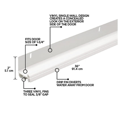 M-D Building Products 43816 36 pulgadas. Sello de vinilo blanco en forma de L para debajo de la puerta