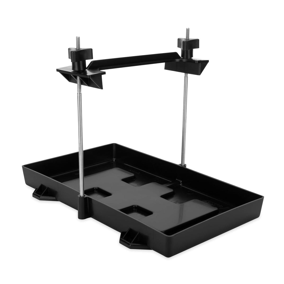 Camco 55404 - Bandeja Grande de retención de batería para vehículos recreativos y Marinos para Detener el Movimiento Durante el Transporte (55404)