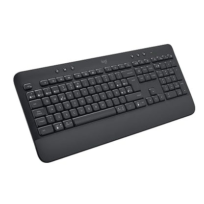 Logitech Signature K650 Teclado Confort, Estándar, Ergonómico, con Navegación Web, Captura de Pantalla y más Atajos, USB Bluetooth BLE o Logi Bolt, para PC/Windows/Mac - Grafito