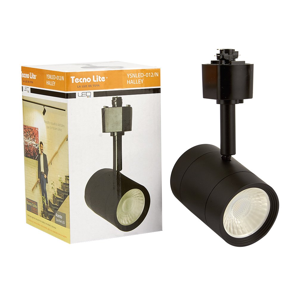 Tecnolite Lámpara Spot de Riel LED Dirigible 7.5 W, Luz Cálida - Negro