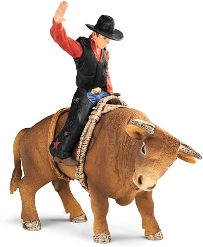 Schleich Farm World Cowboy Bull Riding Juego de 4 Piezas de Juguete Vaquero para Aficionados al Rodeo y niños a Partir de 3 años