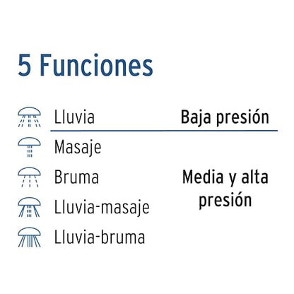 Foset Aqua R-508S, Regadera plástica, 5 funciones, sin brazo, Aqua