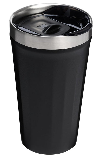 STANLEY - Vaso diario de 16 onzas, tapa a través de la bebida a presión, taza de bebida, café y cóctel, copa de vino de acero inoxidable aislada, sin BPA, negro 2.0