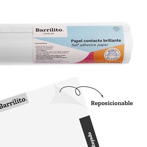 BARRILITO Papel Contacto Adhesivo Blanco 0.45 x 20m
